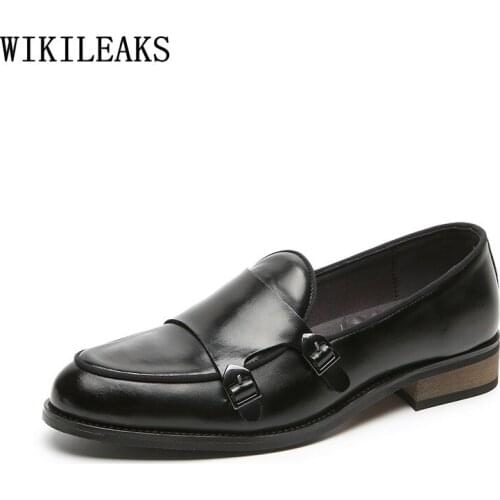 Formal Double Monk Strap Shoes Oxford Slip on Shoes for Men Wedding Dress Loafers Men Dress Shoes Leather Coiffeur Zapato Hombre