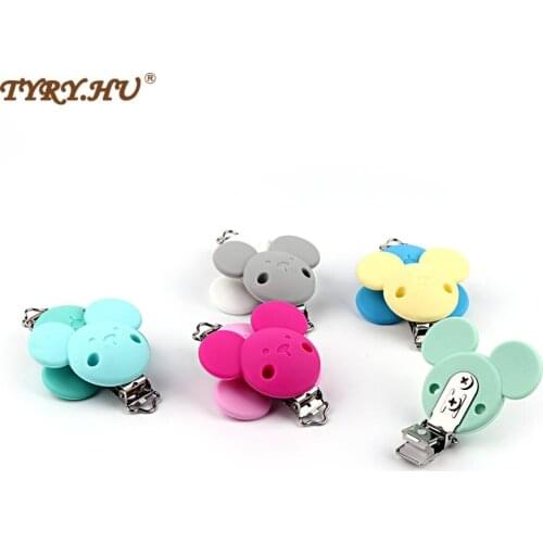 TYRY.HU 10pcs/lot Pacifier Clip Baby Silicone Teether teething Bead Clip Accessories DIY Bead Pacifier Chain Clip Nipple Clasps