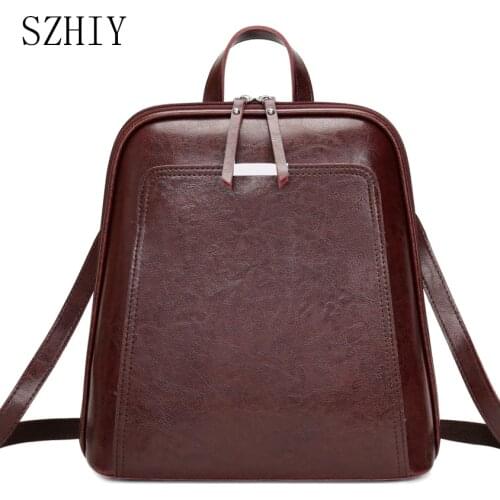 Vintage Backpack Female Brand Leather Women Multifunction Large Capacity School Bag for Girls Leisure Shoulder Bags Travel Back