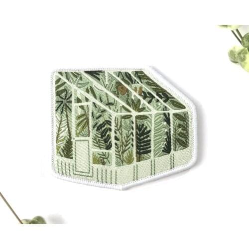 Illustrated Greenhouse Iron on Embroidered Patch Decorative Bag Plants Patch Cute Applique Jackets Logo Sewing DIY