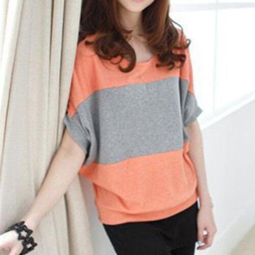 Short sleeve T-shirt womens bat short sleeve loose black orange pink T Shirt top
