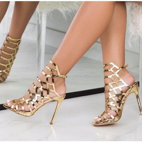 2021 Hollow Metal Comfortable High-heeled Womens Sandals women shoes high heel