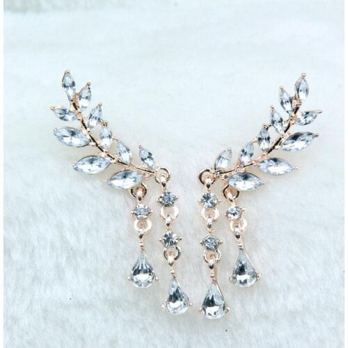 Womens Angel Wings Stud Earrings Rhinestone Inlaid Alloy Ear Jewelry Party Earring Gothic Feather Brincos Fashion 2019