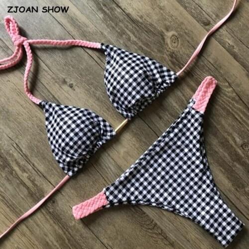 2021 Vintage Sexy Ladies Tie Bow Bandage Lacing up Bra Swimwear Swim Bikini Women Bathing Suit Swimsuit 2 pieces set