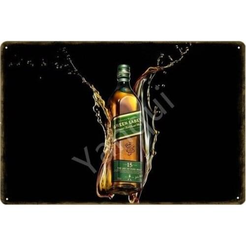 Gold Label Johnnie Walker Whiskey Beer Metal Tin Signs Vintage Retro Wine Wall Poster Bar Pub Club Shop Party Home Decor YI-170