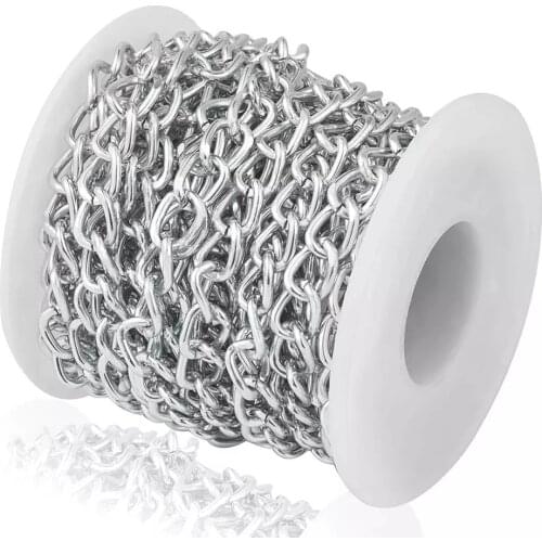 1 Roll 10x6.5x1.8mm Aluminium Unwelded Twisted Curb Chains with Spool ,5m/set F50