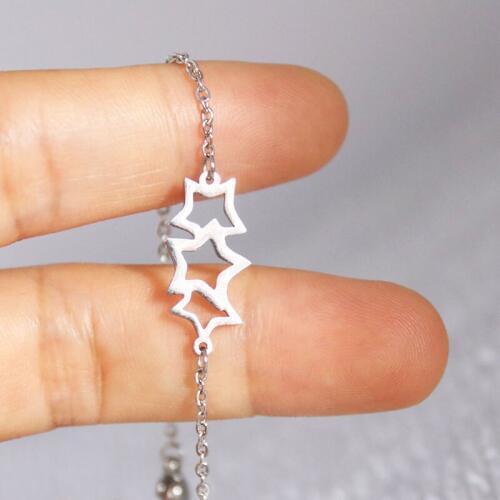 1 Pc 3 Corrected Stars Bracelet Stainless Steel Charm Bracelets For Cute Women Girls Kids Fashion Jewelry Lucky Gift
