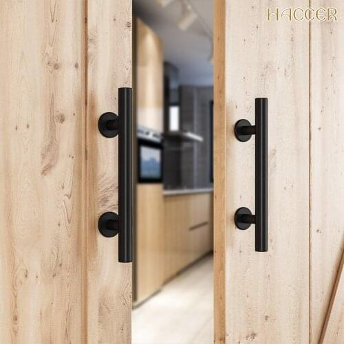12in Carbon/Stainless Steel Pull Handle Barn Door Flush Pull Set Handle Heavy Duty Wood Door Interior Door Hardware for Russia