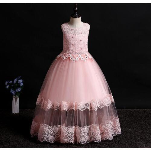 2019 Flower Child Dresses Princess and Little Girl Festival Dresses Decorated Lace Little Girl Dresses 006