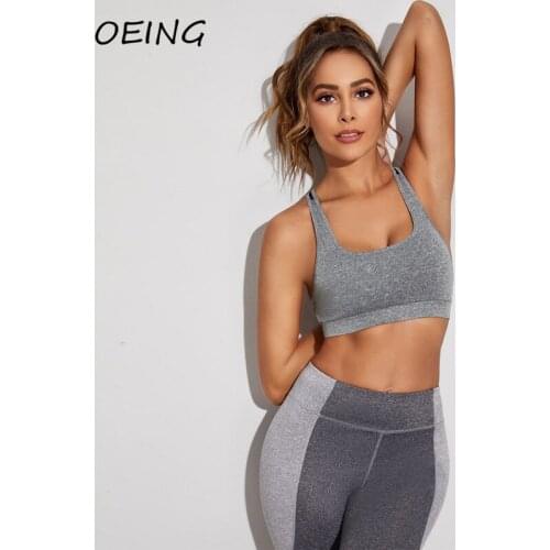 2021 Summer Sport Bras Tights Stretchy Patchwork Mesh Underwear Workout Gym Clothes Push Up Jogging Bra