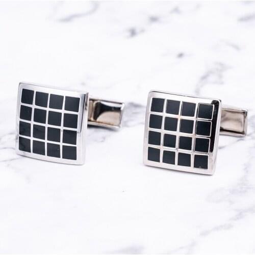 2021 New Classic Gold Silvery Round Rectangle Cufflinks Black Rhinestone Cuff Links For Mens Shirt French Jewelry Business Gifts