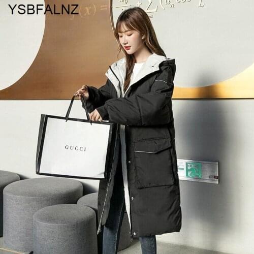 2021 Women Fashion Hooded Parka Winter Long Jacket Simple Cuff Design Windproof Warm Female High Quality Cotton-pad Coat Clothes