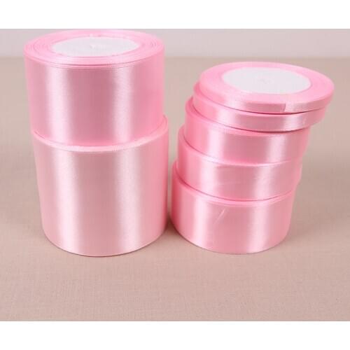 25 yards/roll )Pink Colors Single Silk Satin Ribbon Wedding Party Decoration Gift Wrapping Christmas Sewing Fabric Hand DIY 22M