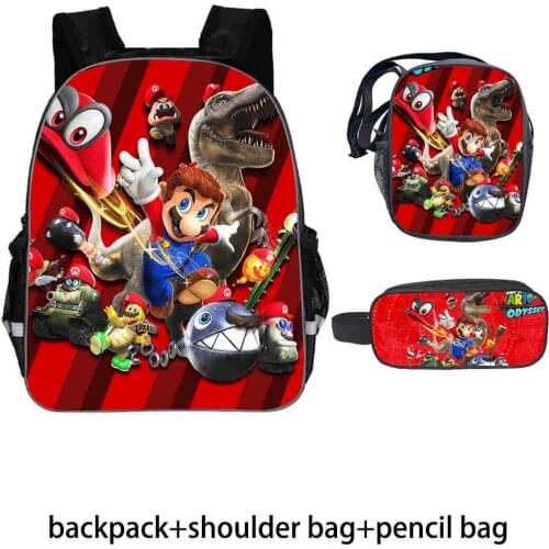 3 Pcs/Set Mario Bros School Bags For Kids Boys Girls Students Backpack Teenage Students Custom Bag Travel Mochilas