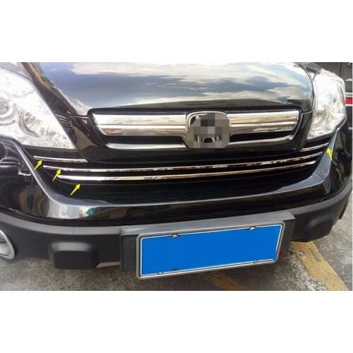 For Honda CRV 2007 2008 - 2011 Steel Chrome Front Grille Stripe Cover Trim 4pcs