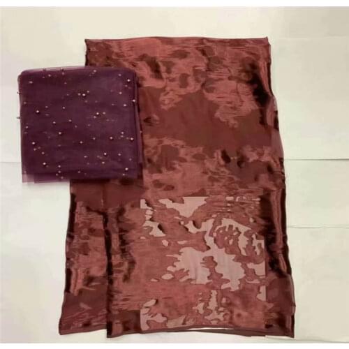 5+2 Yards/set) African soft silk fabric for garment neat embroidery on the material with swiss voile lace tissu.L11271