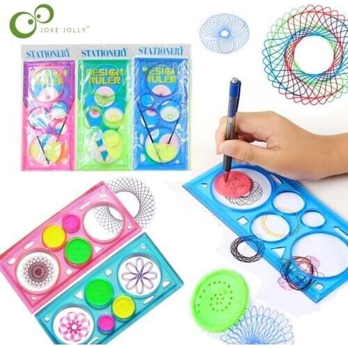 5Pcs Painting Multi-function Interesting Puzzle Spirograph Children Drawing Plastic Ruler Can Improve Start Work Ability GYH