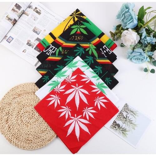 Rasta Style Reggae Music Leaves Cotton Bandana Men Pocket Square Scarf Sports Cycling Mask Hip Hop Headband Handband