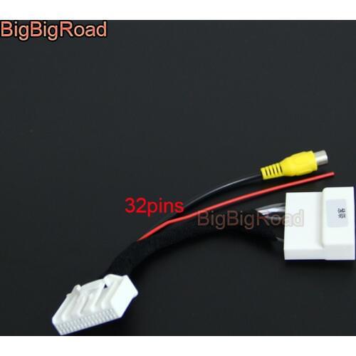 BigBigRoad For Nissan Kicks 2016 2017 2018 Car Rear View Backup Camera Adapter Cable 32pins Low Version with RCA Connector