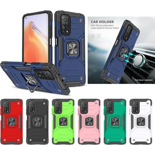 Armor Shockproof Phone Case For Xiaomi Mi 10T Pro Mi10T Mi 10 T Magnetic Metal Ring Stand Holder Back Cover For Mi 10T Lite Case