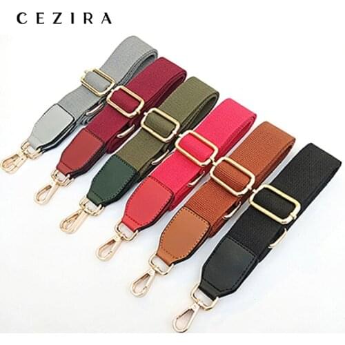 CEZIRA Brand Adjustable Long Belt For Bags PU&Nylon Shoulder Straps Fashion Solid Wide Buckle Handle Women Handbag Accessories