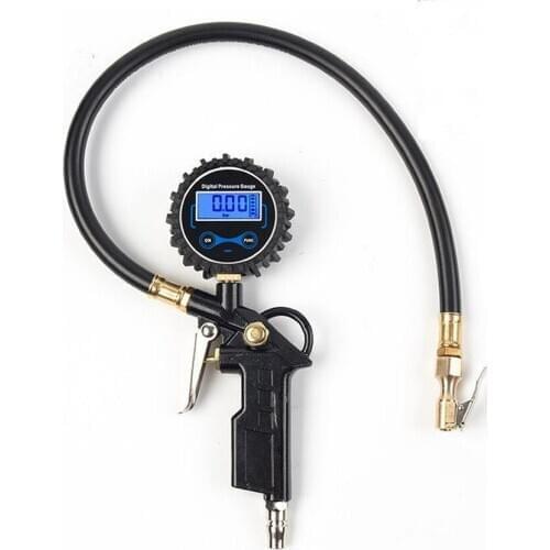 Digital Car Truck Vehicle Air Tire Pressure Inflator Gauge 200 PSI Air Chuck & Hose Pistol Type Automobile Pressure Gauge Kit