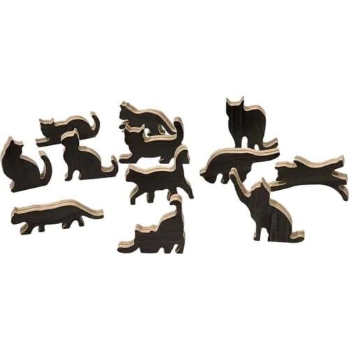 Wooden Stacking Game Cat Balance Blocks Wooden Cat Pile Set Educational Building Toys Cat Wood Puzzles for children boys Adults