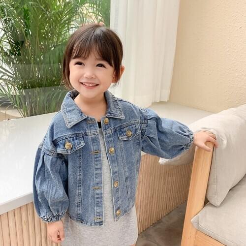 Childrens Denim Jacket for Boys Girls Baby Autumn Toddler Jean Jacket Toddler Girl Fall Clothes Solid Long sleeves Girls Coats