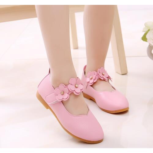 White Pink Kids Shoes Pu Leather Soft Baby Girls Toddler Shoes Pearl Children Party Dress Princess Shoes Teens Girls Dance New