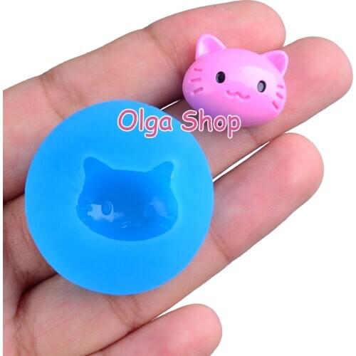 DYL666 17mm x 13.6mm Cat head Silicone Mold Fondant Cake Decoration Candy Resin Clay Earrings Necklace Craft Soap Candle