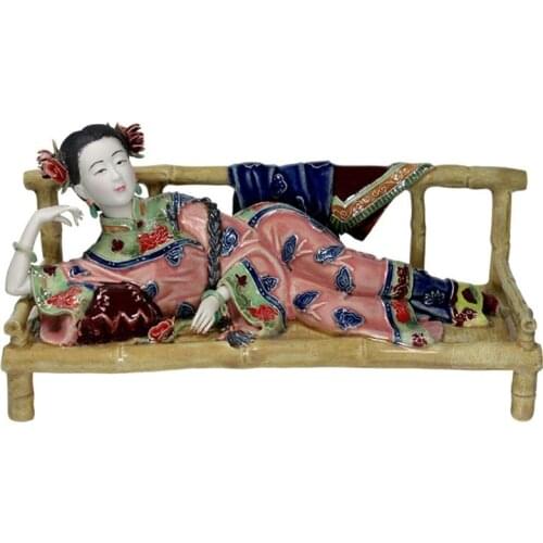 WU CHEN LONG Antique Porcelain Dolls Sculptures Ceramic Beautiful Women Figurines Female Statue Fine Art Ladies Home Decor R2357