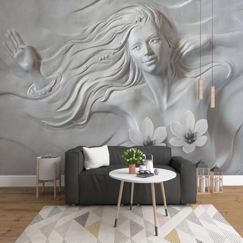 Custom Mural Wallpaper 3D Embossed Figure Relief Sculpture Painting Living Room Bedroom Creative Art Wall Papers Papel De Parede