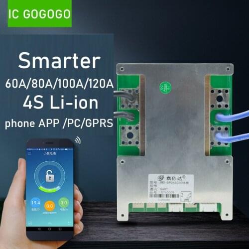 JBD smart BMS 4S 16.8V 12V 60A 80A 100A 120A Li-ion 3.7V ion Lithium Protection Board High Current Bluetooth APP PC GPRS Balance