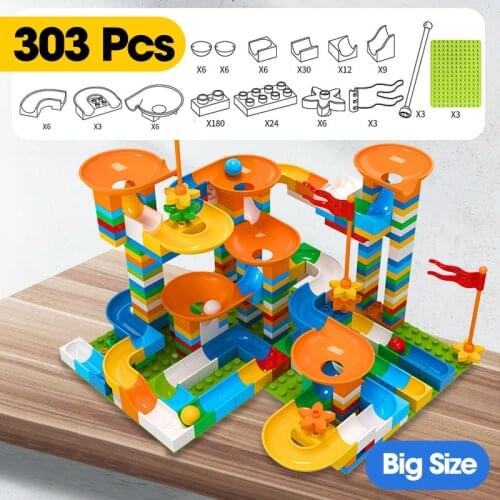 Marble Race Run Big Block Compatible Building Blocks Funnel Slide Blocks Big Bricks DIY Toys For Children Gift