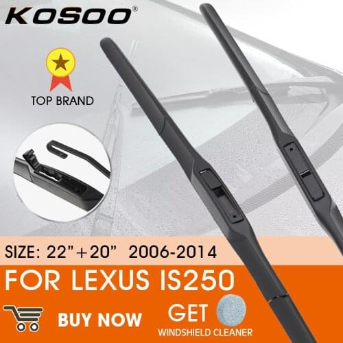 KOSOO Car Wiper Blade For Lexus IS250 Convertible 2006-2014 LHD / RHD Front Window Windshield Windscreen Wiper Blades 22" + 20"