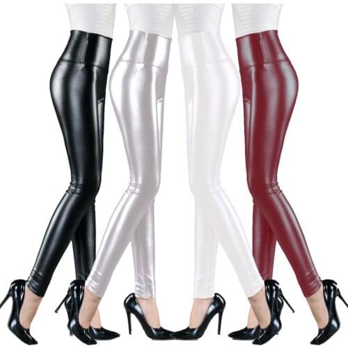 Faux Leather Leggings Pants Stretchy High Waisted for Women PU leggings