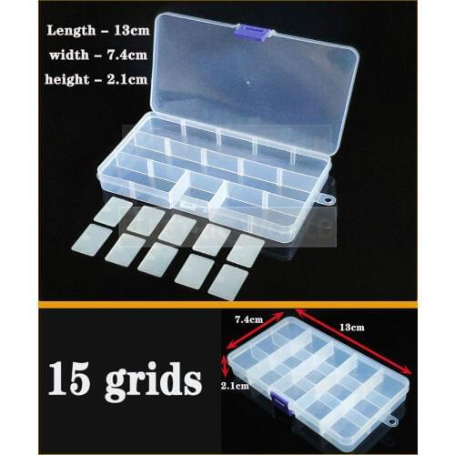Small 15 grids Container Plastic Box Organizer Practical Adjustable Compartment Jewelry Earring Screw Holder case strage box