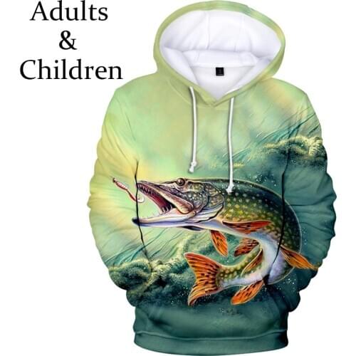 Trendy 3D fish comfortable pullovers male female fashion 3D hoodies children boys girls autumn winter hooded Funny streetwear