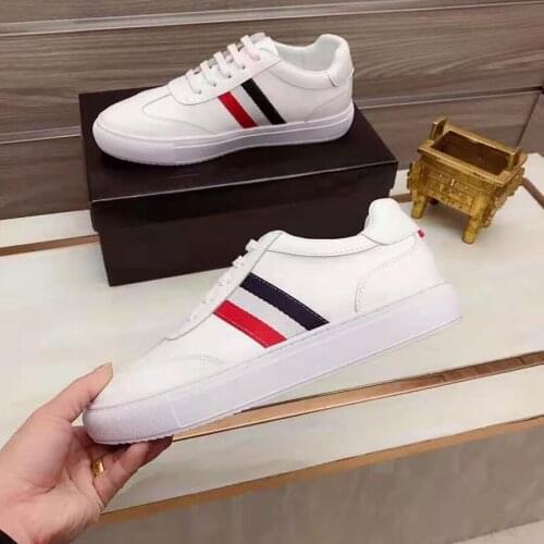 Mens Genuine Leather Shoes 2021 Fashion Brand Leisure Anti-slip Sports Running Shoes Korean Striped Sneakers For Male Footwear