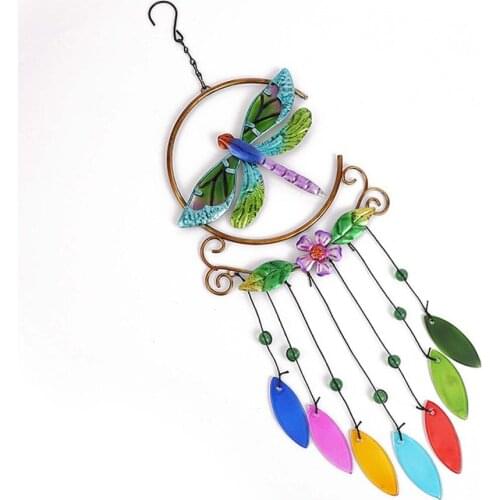 Music Wind Chime 7-color Metal Suitable For Home Garden Decoration Crafts Glass Piece Pendant