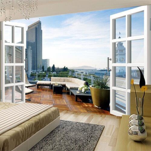 Custom Mural Wallpaper 3D Stereo City Landscape Balcony Wall Painting Living Room TV Sofa Background Wall Papers Papel De Parede