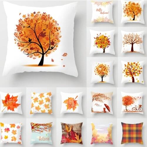 New Gold Red Autumn Maple Leaves Cushion Cover Hand Painted Modern Art Decorative Throw Pillows Nordic Simple Couch Pillows Case