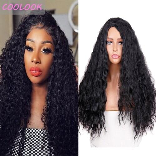 Synthetic Water Wave Wig 24'' Long Ocean Wave Wigs for Black Women Loose Wave Cosplay Wigs High Temperature Fibre Wavy Fake Hair