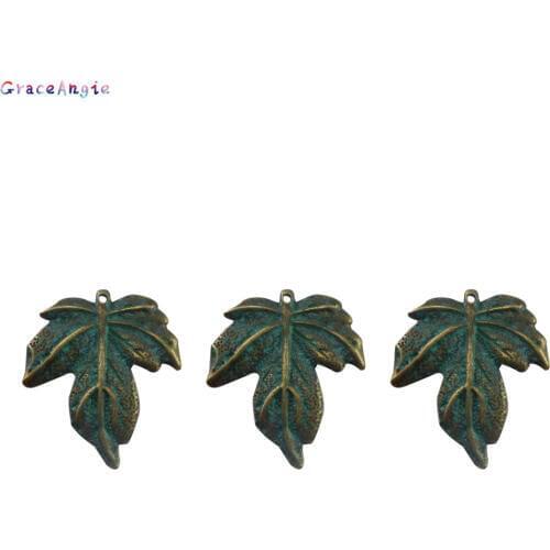 GraceAngie 5PCS Charms Necklace Zinc Alloy Maple Leaf Shape Bracelet Pendant Antique Bronze Retro Ornament Accessory DIY Crafts