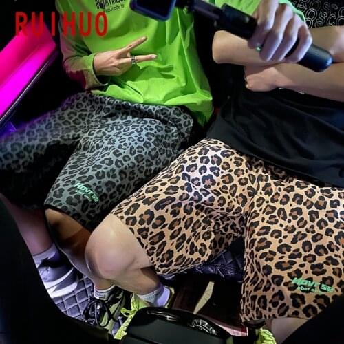 RUIHUO Leopard Printed Casual Shorts Men Clothing Summer Mens Shorts Casual Luxury M-5XL 2021 New Arrivals