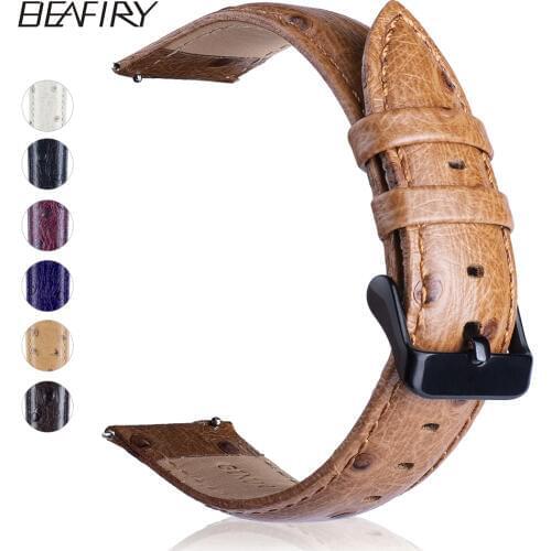 BEAFIRY Genuine Leather watch band straps 20mm 22mm huami amazfit bracelet watchbands For Samsung Galaxy watch Gear S2/S3/S4