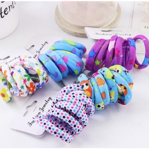 Hot Sale 6PCS/Lot Girls Cute Color Hair Band Pink Print Dot Lovely Elastic Headband Good Quality Hair Holder Accessories Tie Gum