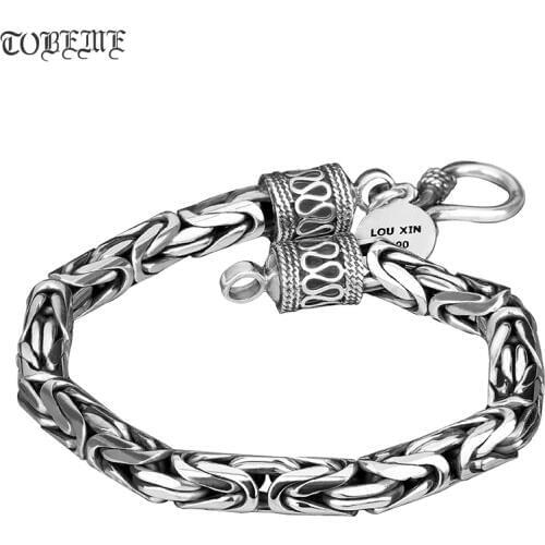 Handmade 990 Silver Longevity Bracelet Good Luck Bracelet Vintage Sterling Silver Pure Silver Bracelet Jewelry Gift
