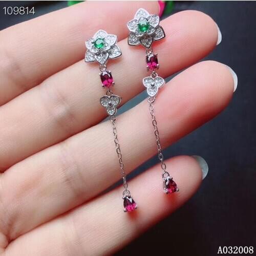 KJJEAXCMY 925 sterling silver natural garnet earrings new ladies luxury eardrop support test