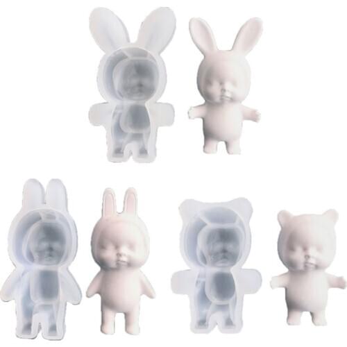 Silicone Sleep Doll Epoxy Resin Molds Cute Beanies Doll Non-Stick Chocolate Jelly Baking Mold Resin Casting Mold Tools